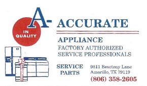 Accurate Appliance Business Card